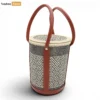 Geometric Pattern Woven Bamboo Bucket Bag with Premium Leather - ODM Handbag Manufacturer Factory - BG051003-1.webp