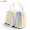 Handmade Cream Rattan Summer Basket Bag Ribbon Bow - Custom luxury handbag factory Wholesale - BG032004-1.webp