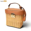 Luxury Woven Rattan Top Handle Box Bag with Leather Trim - Premium Fashion Bag Manufacturer - BG032001-1.webp