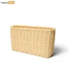 Woven Rattan Picnic Tote Bag with Brown Leather Lid - OEM handbag manufacturer Bulk Supply - BG032007-1.webp
