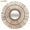 Boho Handwoven Natural Seagrass Fringe Mirror Black Accent - Wholesale ODM Product Manufacturer - MI260104-1.webp
