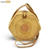 Handwoven Hexagon Straw Rattan Crossbody Bag with Wood Detail - Premium Fashion Bag Manufacturer - BG013007-1.webp