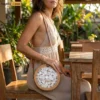 Round Rattan Wicker Straw Crossbody Bag with Teardrop Shell Inlay - Custom luxury handbag factory - BG013014-1.webp
