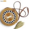 Wholesale Round Rattan Straw Crossbody Bag White Geometric Detail - Custom Luxury Handbag Factory - BG013011-1.webp