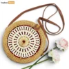 Wholesale Round Rattan Straw Crossbody Bag with Loop Pattern - OEM Handbag Manufacturer - BG013004-1.webp
