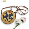 Wholesale Round Straw Rattan Shoulder Bag Navy Blue Woven Design - Custom Luxury Handbag Factory - BG013006-1.webp