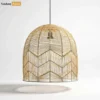 Handwoven Chevron Rattan Pendant Light Shade - OEM Product Manufacturer for Boho Home Décor - LAR260103-1.webp