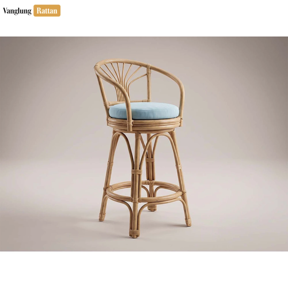 Boho Sunburst Back Rattan Bar Chair Decorative Bamboo Stool - ODM Product Manufacturer Factory - RAFU261002-1.webp