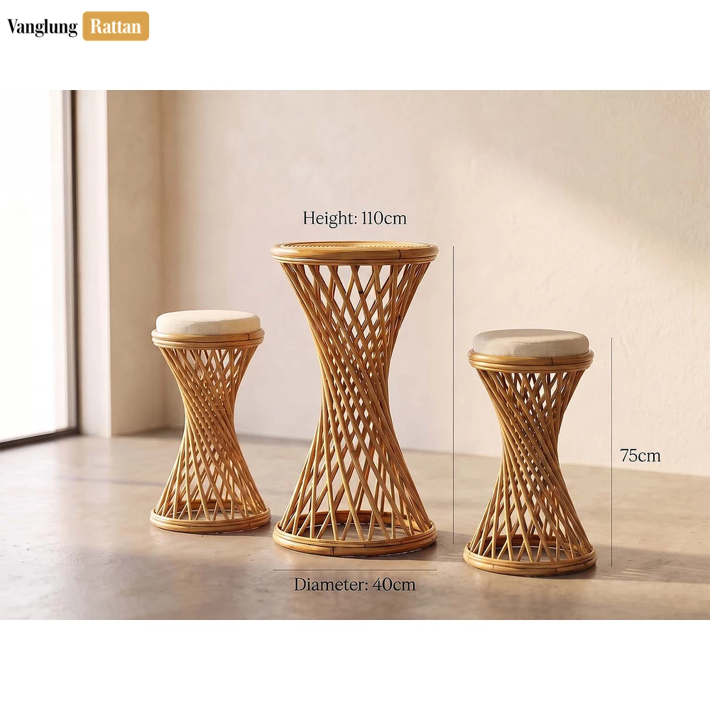Handmade Hourglass Rattan Bar Stool Decorative Chair - Custom OEM ODM Product Manufacturer - RAFU261001 - 🏠 Applications
