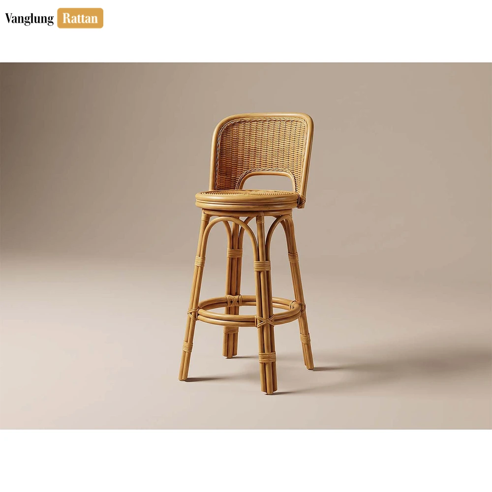 Modern Cutout Woven Rattan Bar Chair Decorative Bamboo Stool - OEM ODM Product Manufacturer Factory - RAFU261003-1.webp