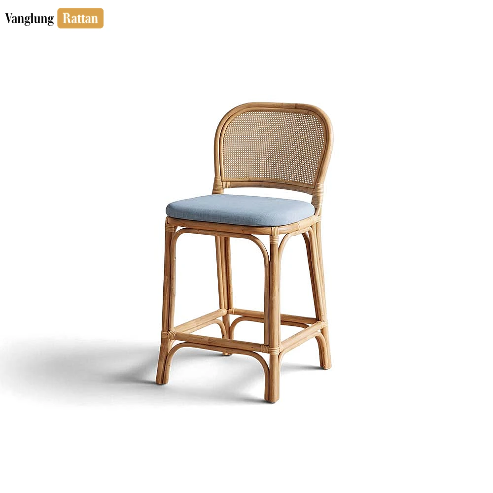 Handmade Woven Cane Webbing Rattan Bar Stool Decorative Seat - Custom OEM ODM Product Manufacturer - RAFU261006-1.webp
